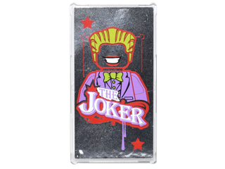Glass for Window 1 x 4 x 6 with 2 Red Stars, Joker Figure and 'THE JOKER' on Silver Mirrored Background Pattern (Sticker) - Set 76035, 57895pb035 Trans-Clear U