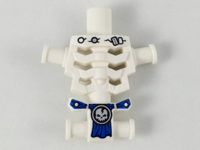 Torso Skeleton, Angular Rib Cage with Repaired Holes and Cracks and Blue Loincloth Pattern, 93060pb06 White U