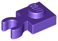 Plate, Modified 1 x 1 with Open O Clip Thick (Vertical Grip), 4085d Dark Purple N
