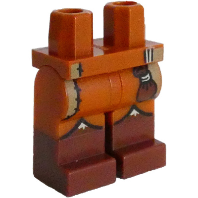 Hips and Legs with Molded Reddish Brown Lower Legs / Boots and Printed Dark Tan Patches and Reddish Brown Pouch Pattern, 970c00pb1683 Dark Orange N