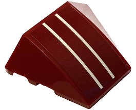 Wedge 4 x 3 Triple Curved No Studs with 2 White Lines Pattern (Sticker) - Set 75378, 64225pb069 Dark Red U