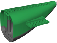 Aircraft Fuselage Aft Section Curved with Fixed Dark Bluish Gray Base and White Hard Rubber Tip Green U