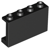 Panel 1 x 4 x 2 with Side Supports - Hollow Studs, 14718 Black U