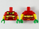 Torso 4 Yellow Circles and Belt Pattern / Yellow Arms with Molded Red Short Sleeves Pattern / Bright Green Hands, 973pb3733c01  