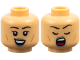 Minifigure, Head Dual Sided Female Black Eyebrows, Metallic Light Blue Lips and Spots, Cheek Lines, Open Mouth Smile / Singing with Closed Eyes Pattern, 3626pb3672  