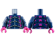 Torso Insect Exoskeleton Segments with Magenta and Metallic Light Blue Highlights Pattern / Dark Blue Arms / Magenta Hands, 973pb5649c01  