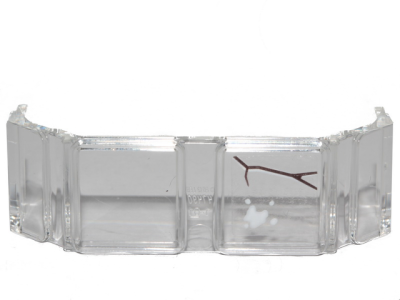Glass for Train Front 2 x 6 x 2 with Dark Brown Scratch and White Stain Pattern (Sticker) - Set 70419, 17457pb001 Trans-Clear U