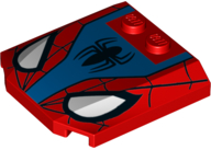 Wedge 4 x 4 x 2/3 Triple Curved with Web, Black Spider and White Eyes Pattern, 45677pb109 Red U