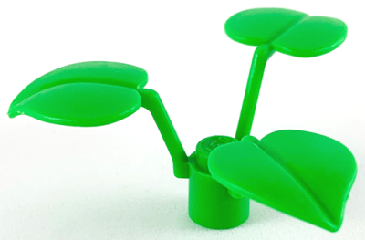 Plant Stem with Stud and 3 Large Leaves, x8 Bright Green N