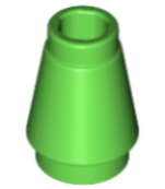 Cone 1 x 1 with Top Groove, 4589b Bright Green N