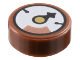 Tile, Round 1 x 1 with White Gauge with Black Pointer, Gold Circle and Copper Section Pattern, 98138pb444  