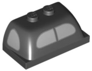 Windscreen 2 x 4 x 1 1/3 with Silver Side Windows and Split Rear Window Pattern, 30841pb04 Black U