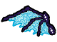 Plastic Wing with Dark Purple Bony Spines and Light Aqua Electric Veins Pattern, 29053a  