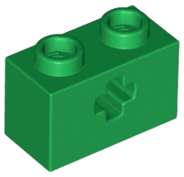 Technic, Brick 1 x 2 with Axle Hole, 32064 Green N