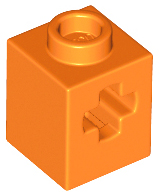 Technic, Brick 1 x 1 with Axle Hole, 73230 Orange N