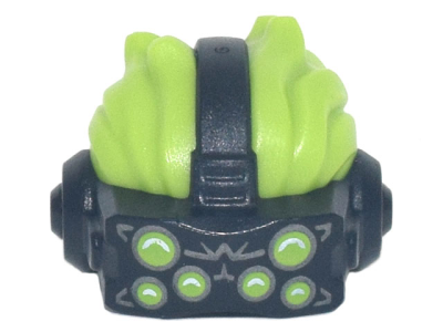 Minifigure, Hair Combo, Swept Back with Black VR Visor Headset with 6 Lime Eyes Pattern, 73171pb01 Lime U