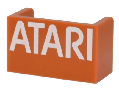 Panel 1 x 2 x 1 with Rounded Corners and 2 Sides with White 'ATARI' Pattern, 23969pb008 Dark Orange U