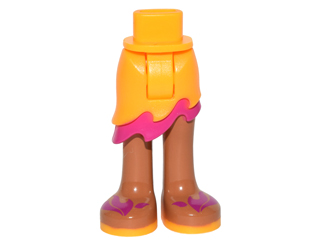 Mini Doll Hips and Asymmetric Layered Skirt Short, Magenta Ruffle, Medium Nougat Legs and Magenta Flame Sandals Pattern - Thick Hinge, 20380c00pb02 Bright Light Orange U