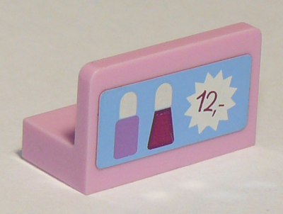 Panel 1 x 2 x 1 with Two Nail Polish Bottles and Pricing '12' Pattern (Sticker) - Set 41058, 4865pb062 Bright Pink U