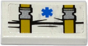 Tile 1 x 2 with Groove with EMT Star of Life and 2 Fastening Straps with Clips Pattern (Sticker) 3069pb0375 Used