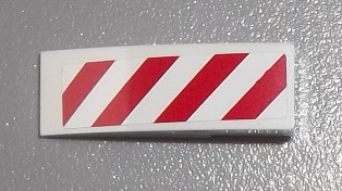 Lego Slope, Curved 3 x 1 with Red and White Danger Stripes Pattern Model Left Side (Sticker) 50950pb056L