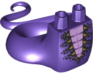 Lower Body, Serpent with Molded Flexible Rubber (Same Color) Tail and Printed Black Scales with Gold Spikes Pattern, 98140pb11 Dark Purple U