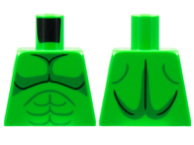 Torso Bare Chest with Black and Green Muscles Outline Pattern, 973pb4575 Bright Green U