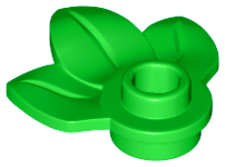 Plant Plate, Round 1 x 1 with 3 Leaves, 32607 Bright Green N