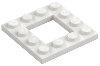 Plate, Modified 4 x 4 with 2 x 2 Open Center, 64799 White N