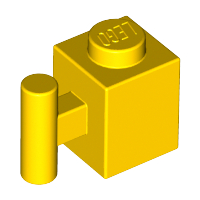Brick, Modified 1 x 1 with Bar Handle, 2921 Yellow U