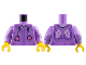 Torso Rabbit Hoodie with Dark Purple Lines and Fur and Lavender Draw Strings with Dark Pink Puffs and Bright Pink Ears Pattern / Medium Lavender Arms with Dark Purple and Lavender Cuffs, Cat Head, and Paw Print Pattern / Yellow Hands, 973pb5923c01  