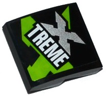Slope, Curved 2 x 2 x 2/3 with Lime, Silver and White 'XTREME' Pattern (Sticker) 15068pb021 Used