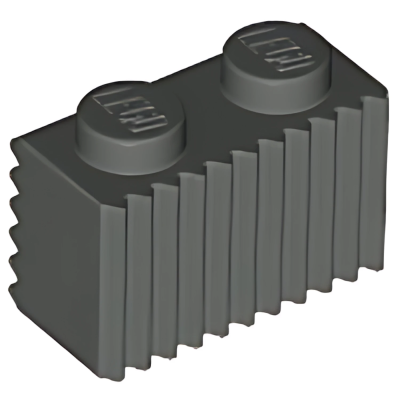 Деталь LEGO Brick, Modified 1 x 2 with Grille / Fluted Profile 2877 Dark Gray U