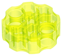 Technic, Axle Connector Block Round with 2 Pin Holes and 3 Axle Holes (Hero Factory Weapon Barrel), 98585 Trans-Neon Green U
