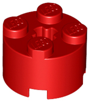 Brick, Round 2 x 2 with Axle Hole, 3941 Red N