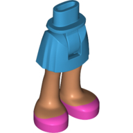 Mini Doll Hips and Skirt with Molded Nougat Legs and Printed Dark Pink Open Top Shoes Pattern - Thick Hinge, 92252c00pb033 Dark Azure U