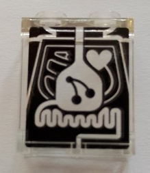 Panel 1 x 2 x 2 with Side Supports - Hollow Studs with Minifigure Torso MRI with Heart, Cherries in Stomach, and Intestines Pattern (Sticker) - Set 60204, 87552pb088 Trans-Clear U