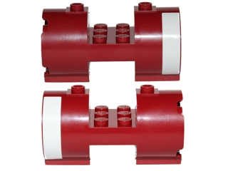 Cylinder 3 x 6 x 2 2/3 Horizontal - Square Connections with White Stripe Pattern on Both Sides (Stickers) - Set 75003, 93168pb02