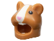 Minifigure, Headgear Head Cover, Costume Hamster with Molded White Muzzle and Teeth and Printed Black Eyes and Bright Pink Nose Pattern, 109769pb01  
