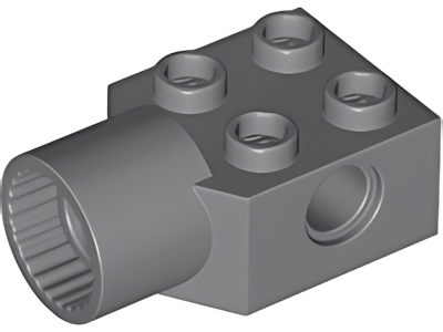 Деталь LEGO Lego Technic, Brick Modified 2 x 2 with Pin Hole and Rotation Joint Socket 48169 (48370) Dark Bluish Gray U