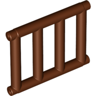 Деталь LEGO Bar 1 x 4 x 3 Grille with End Protrusions 62113 Reddish Brown U