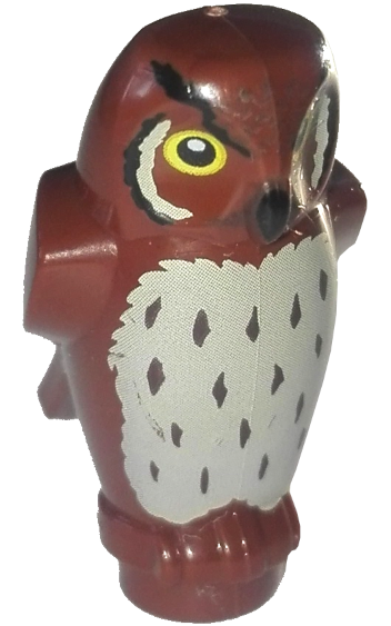 Сова Lego Owl, Angular Features with Black Beak, Yellow Eyes, and Tan Chest Feathers Pattern (HP Pigwidgeon) 92084pb01