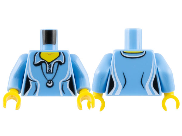 Торсик Lego Torso Female Shirt with Two Buttons and Shell Pendant Pattern / Medium Blue Arms / Yellow Hands 973pb0984c01