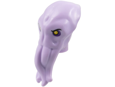 Minifigure, Head, Modified Alien Elongated, Point in Back with 4 Mouth Tentacles with Black Eyebrows, Yellow Eyes and Dark Purple Eye Shadow Pattern, 5706pb01 Lavender N