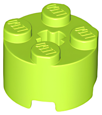 Деталь LEGO Brick, Round 2 x 2 with Axle Hole 3941 (6116, 6143, 39223) Lime U