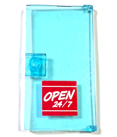 Door 1 x 4 x 6 with Stud Handle with 'OPEN 24/7' Sign on Red Background Pattern (Sticker) - Set 60132, 60616pb074