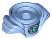 Minifigure Armor Breastplate with Layered Shoulder Protection with Medium Azure Round Crystal and Pressure Gauge on Silver Background Pattern, 27148pb02 Medium Blue U