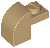 Slope, Curved 2 x 1 x 1 1/3 with Recessed Stud, 6091 Dark Tan U