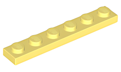 Деталь LEGO Plate 1 x 6 3666 Light Yellow U
