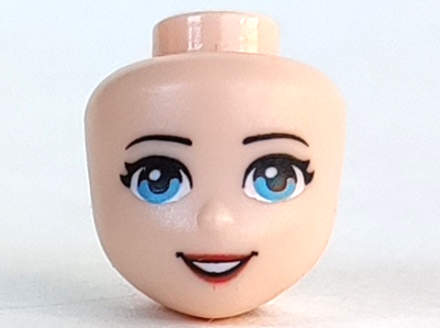 Mini Doll, Head Friends with Black Eyebrows, Medium Azure Eyes, Red Lips, and Open Mouth Smile with Teeth Pattern, 16548 Light nougat N